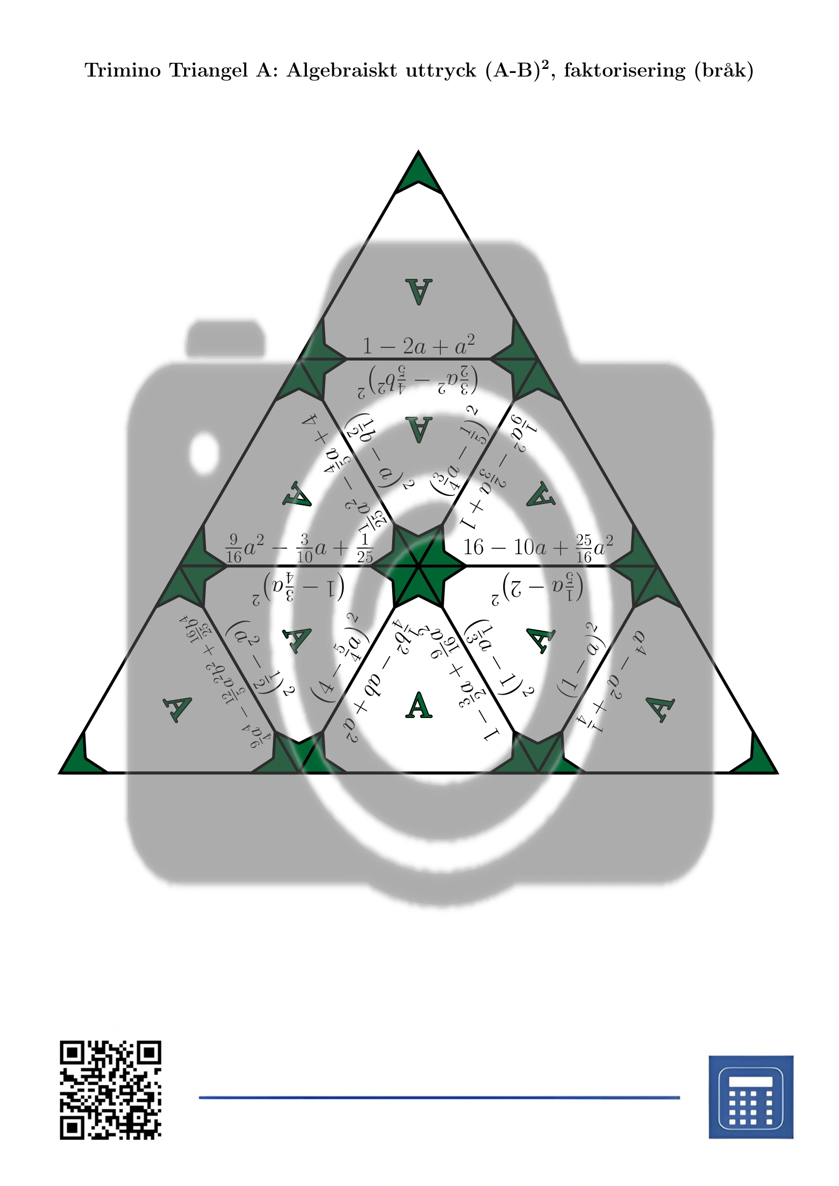 Trimino: Algebraiskt uttryck (A-B)², faktorisering (bråk) - Bild 2