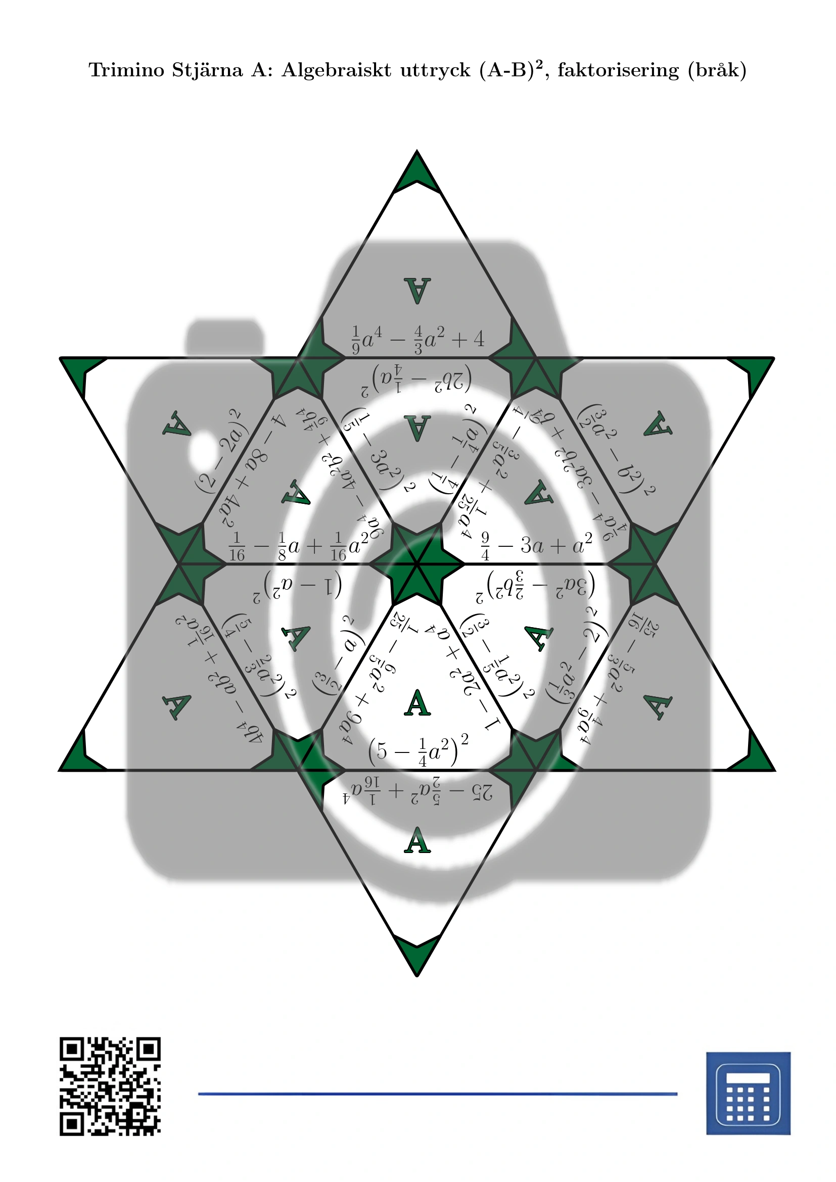 Trimino: Algebraiskt uttryck (A-B)², faktorisering (bråk) - Bild 4