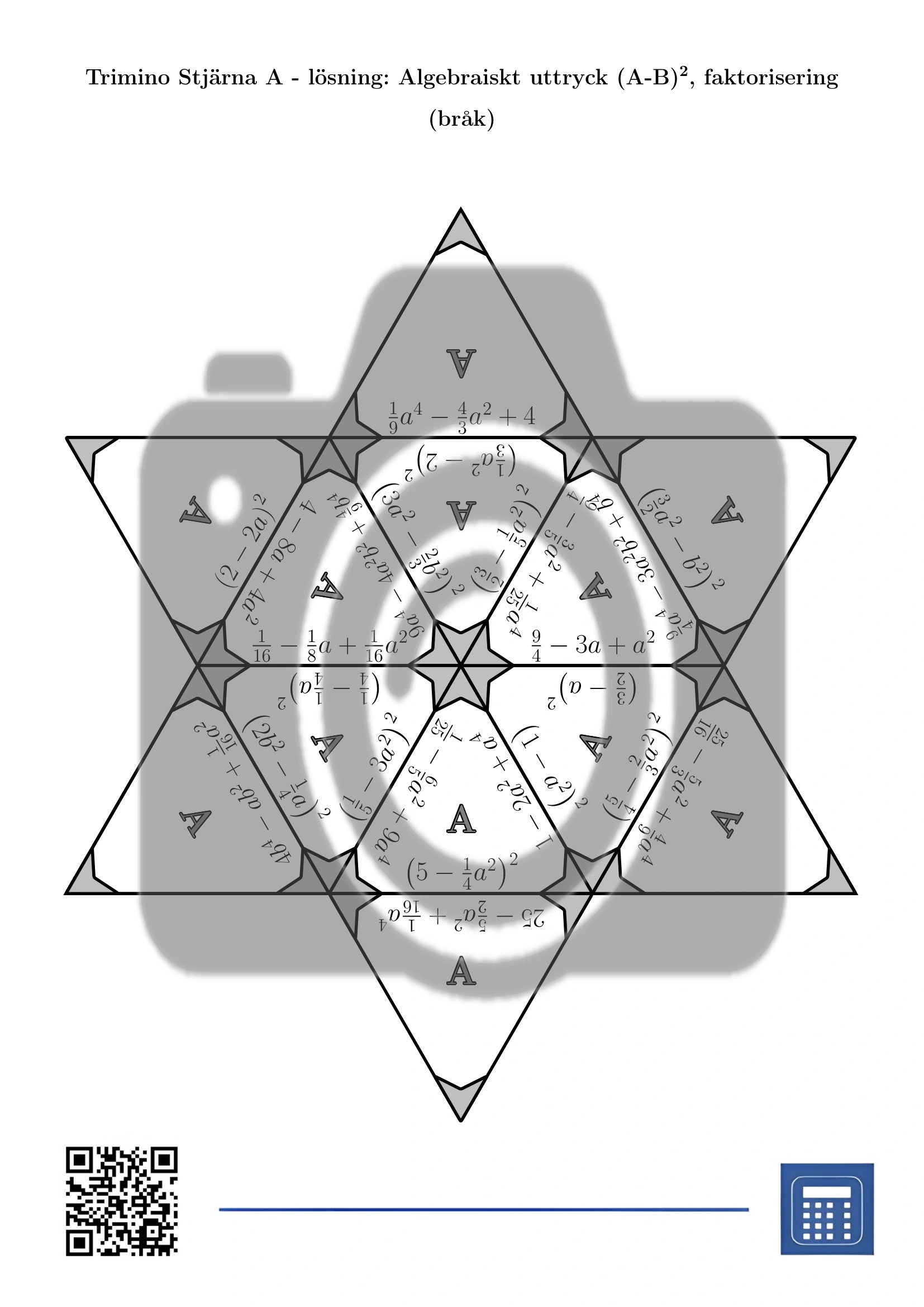 Trimino: Algebraiskt uttryck (A-B)², faktorisering (bråk) - Bild 7