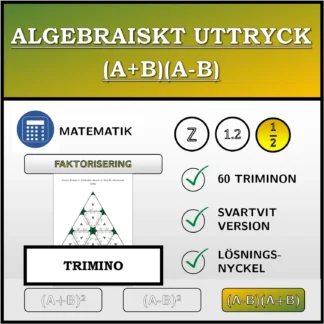 Trimino: Algebraiskt uttryck (A+B)(A-B), faktorisering (bråk)