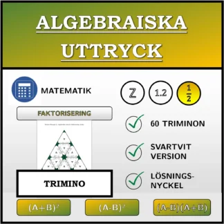 Trimino: Algebraiska uttryck, faktorisering (bråk)