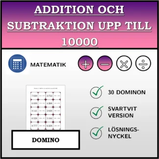 Domino: Addition och subtraktion upp till 10000