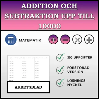 Arbetsblad: Addition och subtraktion upp till 10000