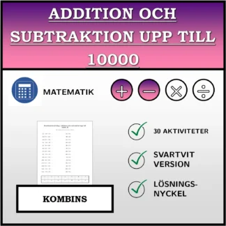 Kombinationsövning: Addition och subtraktion upp till 10000
