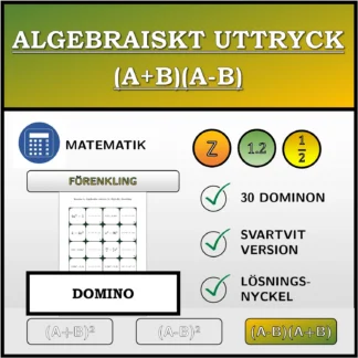 Domino: Algebraiskt uttryck (A+B)(A-B), förenkling