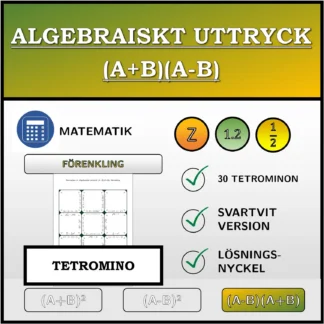 Tetromino: Algebraiskt uttryck (A+B)(A-B), förenkling