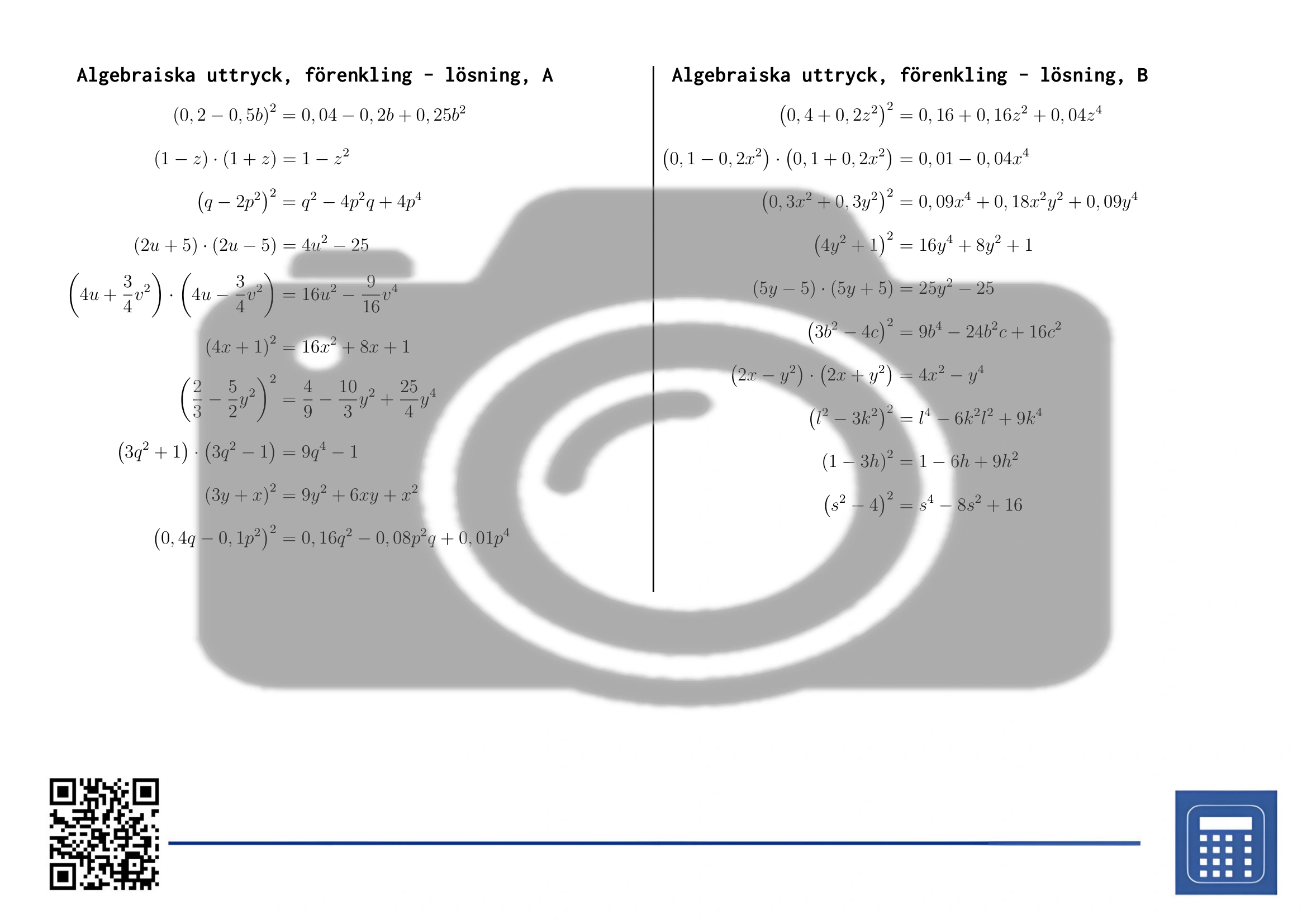 Arbetsblad: Algebraiska uttryck, förenkling - Bild 4