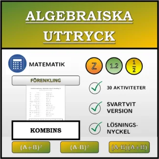Kombinationsövning: Algebraiska uttryck, förenkling