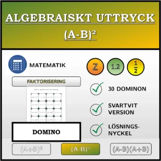 Domino: Algebraiskt uttryck (A-B)², faktorisering