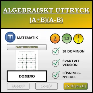 Domino: Algebraiskt uttryck (A+B)(A-B), faktorisering