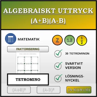 Tetromino: Algebraiskt uttryck (A+B)(A-B), faktorisering