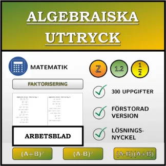 Arbetsblad: Algebraiska uttryck, faktorisering