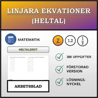 Arbetsblad: Linjära ekvationer (heltal), heltalslösning