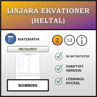 Kombinationsövning: Linjära ekvationer (heltal), heltalslösning