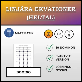 Domino: Linjära ekvationer (heltal)