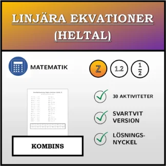 Kombinationsövning: Linjära ekvationer (heltal)