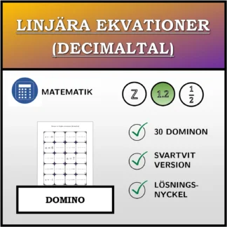Domino: Linjära ekvationer (decimaltal)