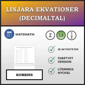 Kombinationsövning: Linjära ekvationer (decimaltal)