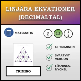 Trimino: Linjära ekvationer (decimaltal)