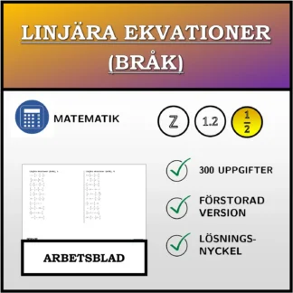 Arbetsblad: Linjära ekvationer (bråk)