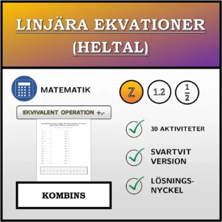 Kombinationsövning: Linjära ekvationer (heltal), ekvivalent omformning (addition, subtraktion)