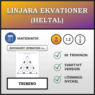 Trimino: Linjära ekvationer (heltal), ekvivalent omformning (addition, subtraktion)