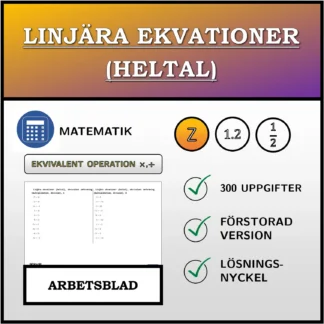 Arbetsblad: Linjära ekvationer (heltal), ekvivalent omformning (multiplikation, division)