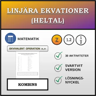 Kombinationsövning: Linjära ekvationer (heltal), ekvivalent omformning (multiplikation, division)