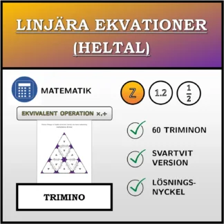Trimino: Linjära ekvationer (heltal), ekvivalent omformning (multiplikation, division)
