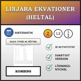 Kombinationsövning: Linjära ekvationer (heltal), olika typer av lösningar