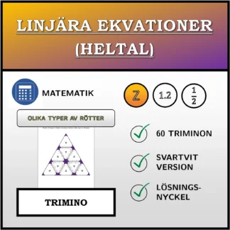 Trimino: Linjära ekvationer (heltal), olika typer av lösningar