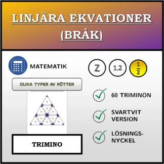 Trimino: Linjära ekvationer (bråk), olika typer av lösningar