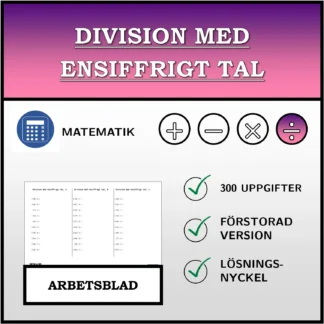 Arbetsblad: Division med ensiffrigt tal