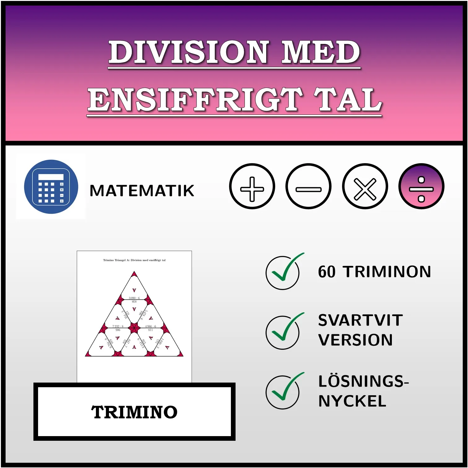 Trimino: Division med ensiffrigt tal