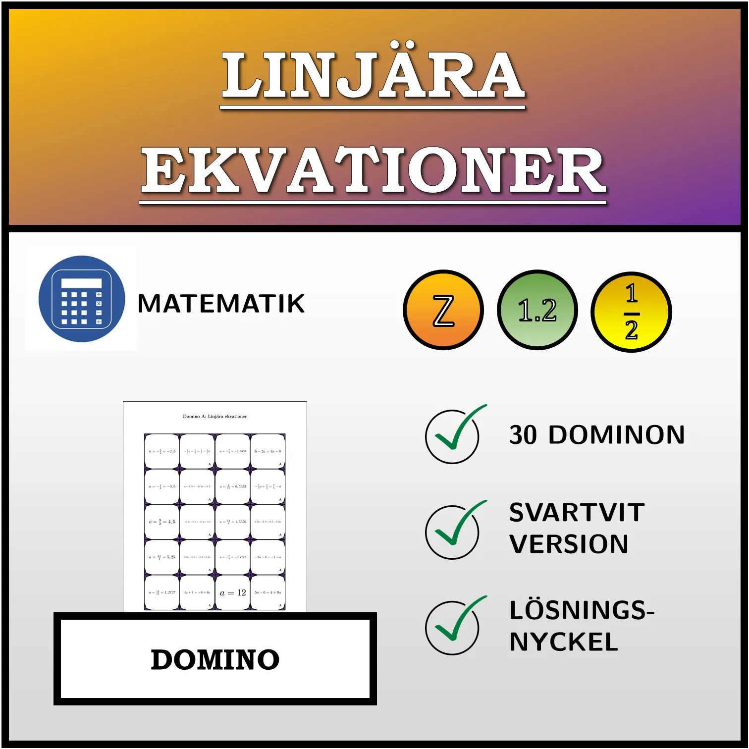 Domino: Linjära ekvationer