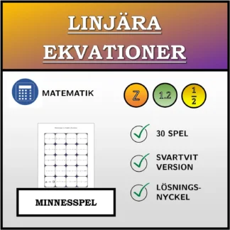 Memoryspel: Linjära ekvationer