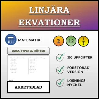Arbetsblad: Linjära ekvationer, olika typer av lösningar