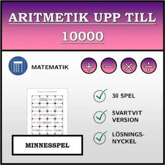 Memoryspel: Aritmetik upp till 10000