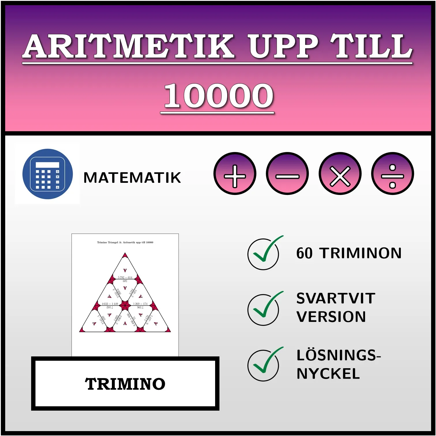 Trimino: Aritmetik upp till 10000