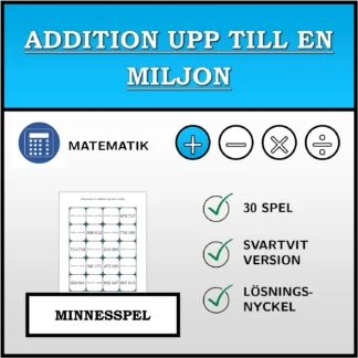 Memoryspel: Addition upp till en miljon