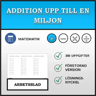 Arbetsblad: Addition upp till en miljon