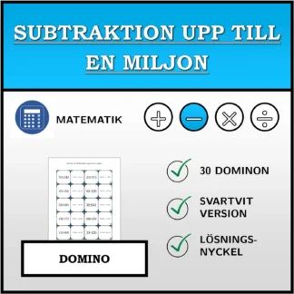 Domino: Subtraktion upp till en miljon