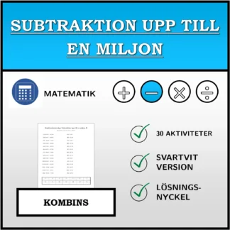 Kombinationsövning: Subtraktion upp till en miljon