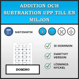 Domino: Addition och subtraktion upp till en miljon