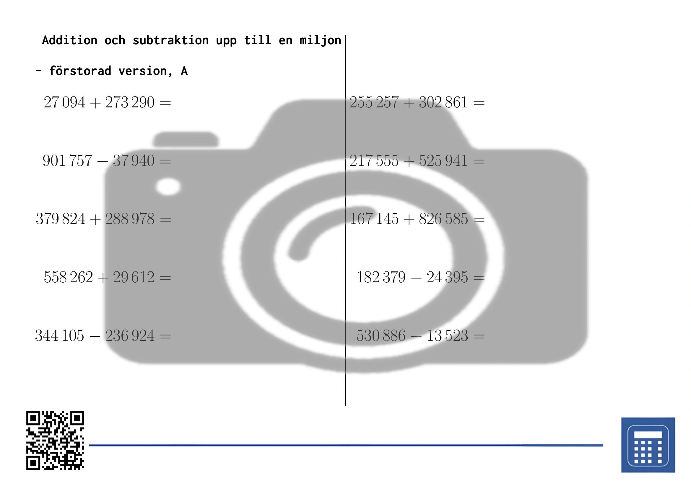 Arbetsblad: Addition och subtraktion upp till en miljon - Bild 3
