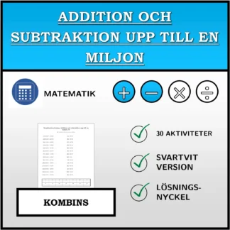 Kombinationsövning: Addition och subtraktion upp till en miljon