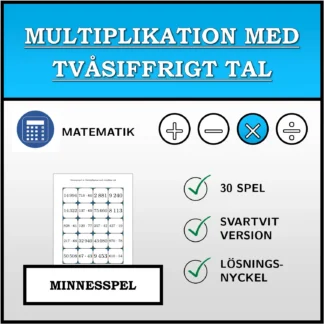 Memoryspel: Multiplikation med tvåsiffrigt tal
