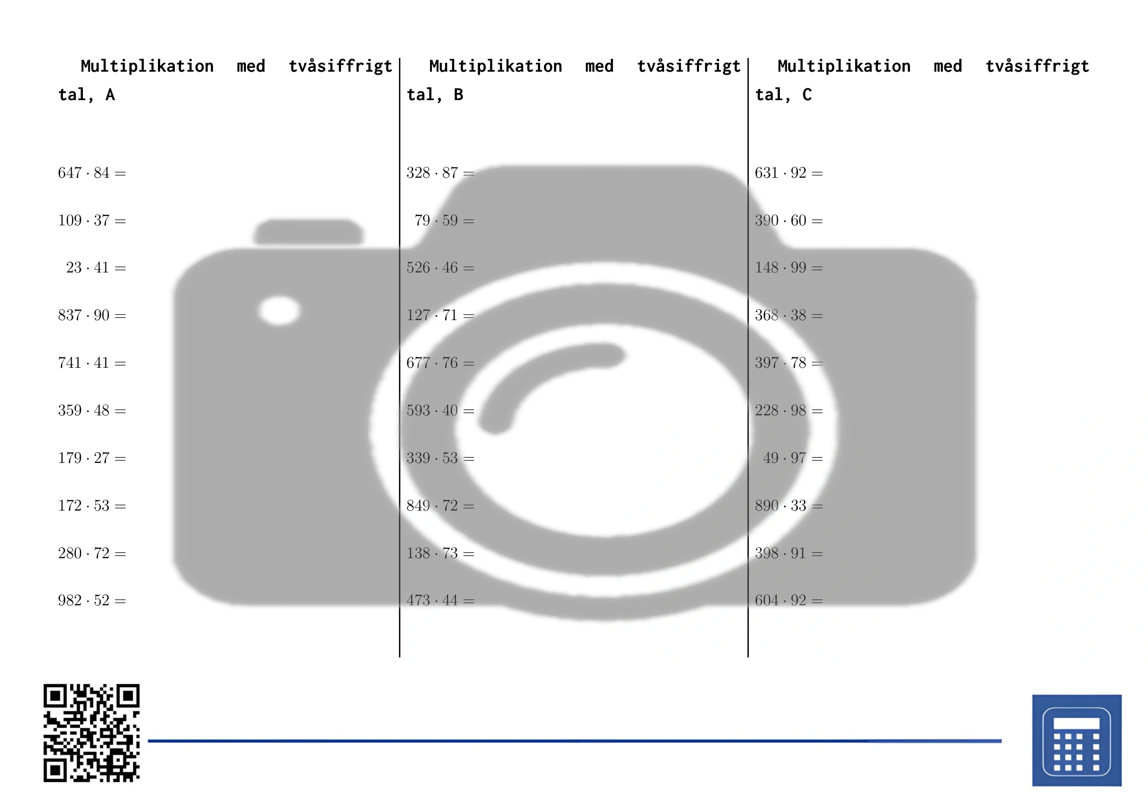 Arbetsblad: Multiplikation med tvåsiffrigt tal - Bild 2