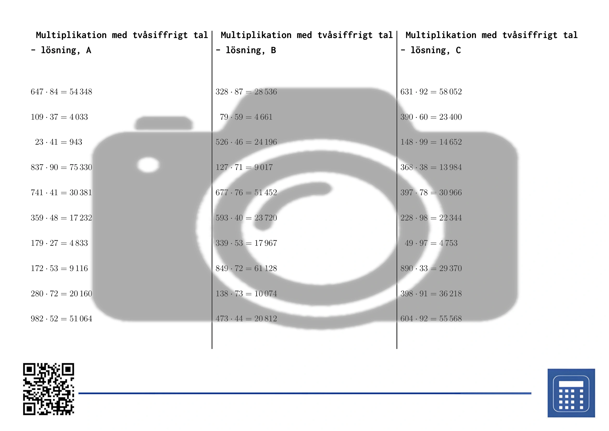 Arbetsblad: Multiplikation med tvåsiffrigt tal - Bild 4