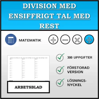 Arbetsblad: Division med ensiffrigt tal med rest